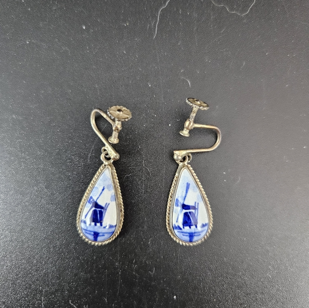 Deft sterling porcelain drop earrings